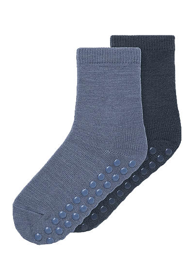 name it NMMWAK WO/BL 2P SOCK W/NON SKID - Baby 0 bis 2 Jahren - FOLKSTONE GRAY / blue
