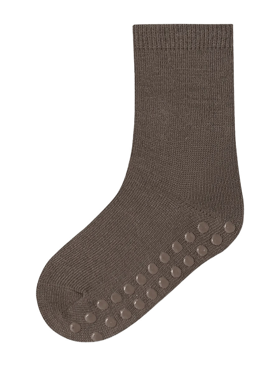 name it - NMMWAK WO/BL 2P SOCK W/NON SKID - skridsikre sokker - morel - 1