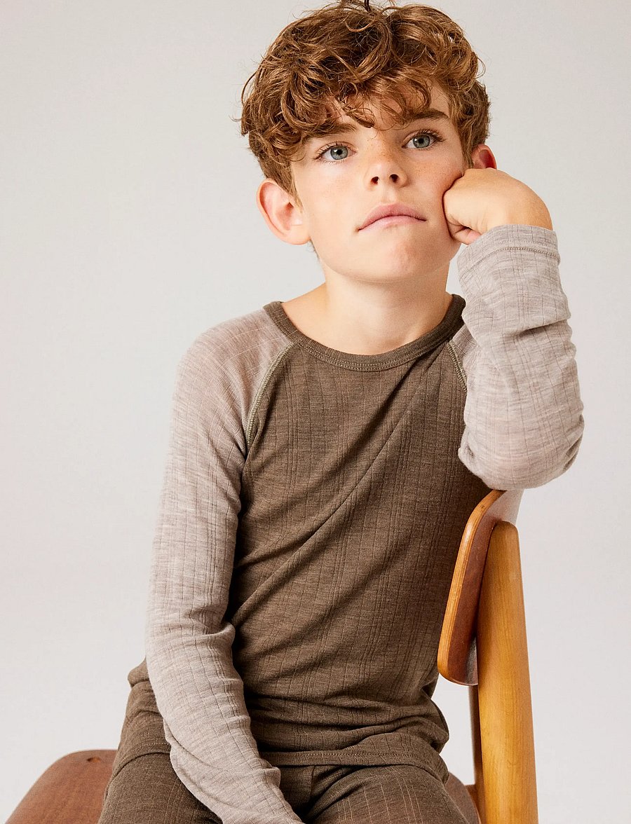 name it - NKMWANG WOOL NEEDLE LS TOP SOLID - langärmelig - morel - 5