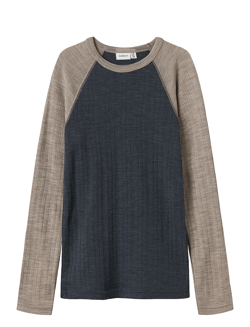 name it - NKMWANG WOOL NEEDLE LS TOP SOLID - langärmelig - ombre blue - 0