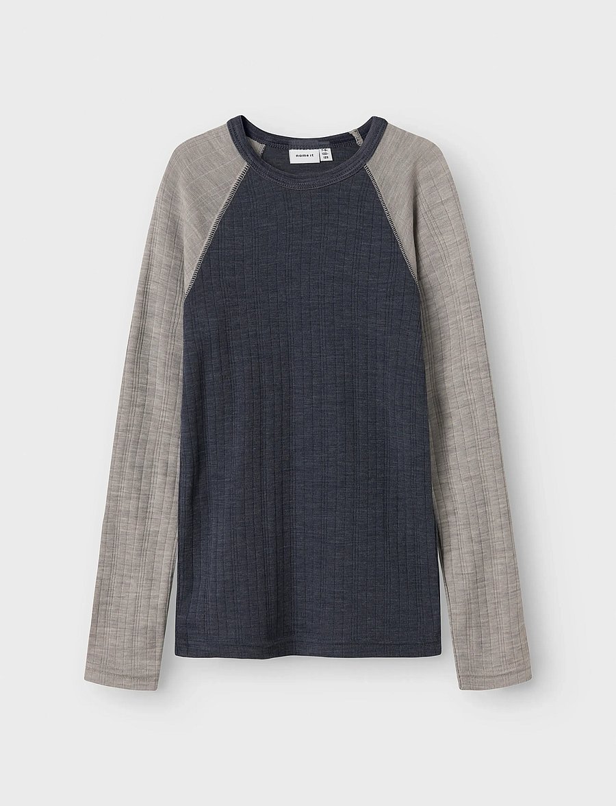 name it - NKMWANG WOOL NEEDLE LS TOP SOLID - langärmelig - ombre blue - 0