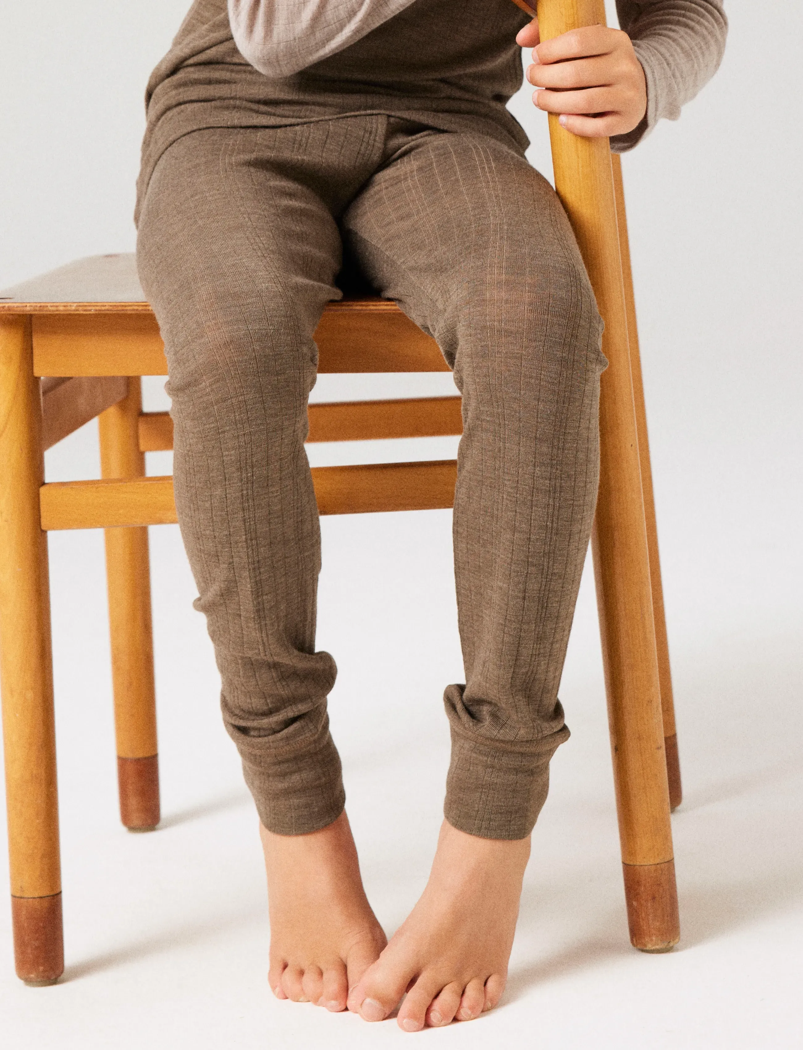name it - NKMWANG WOOL NEEDLE LONGJOHN SOLID - base layer bottoms - morel - 2