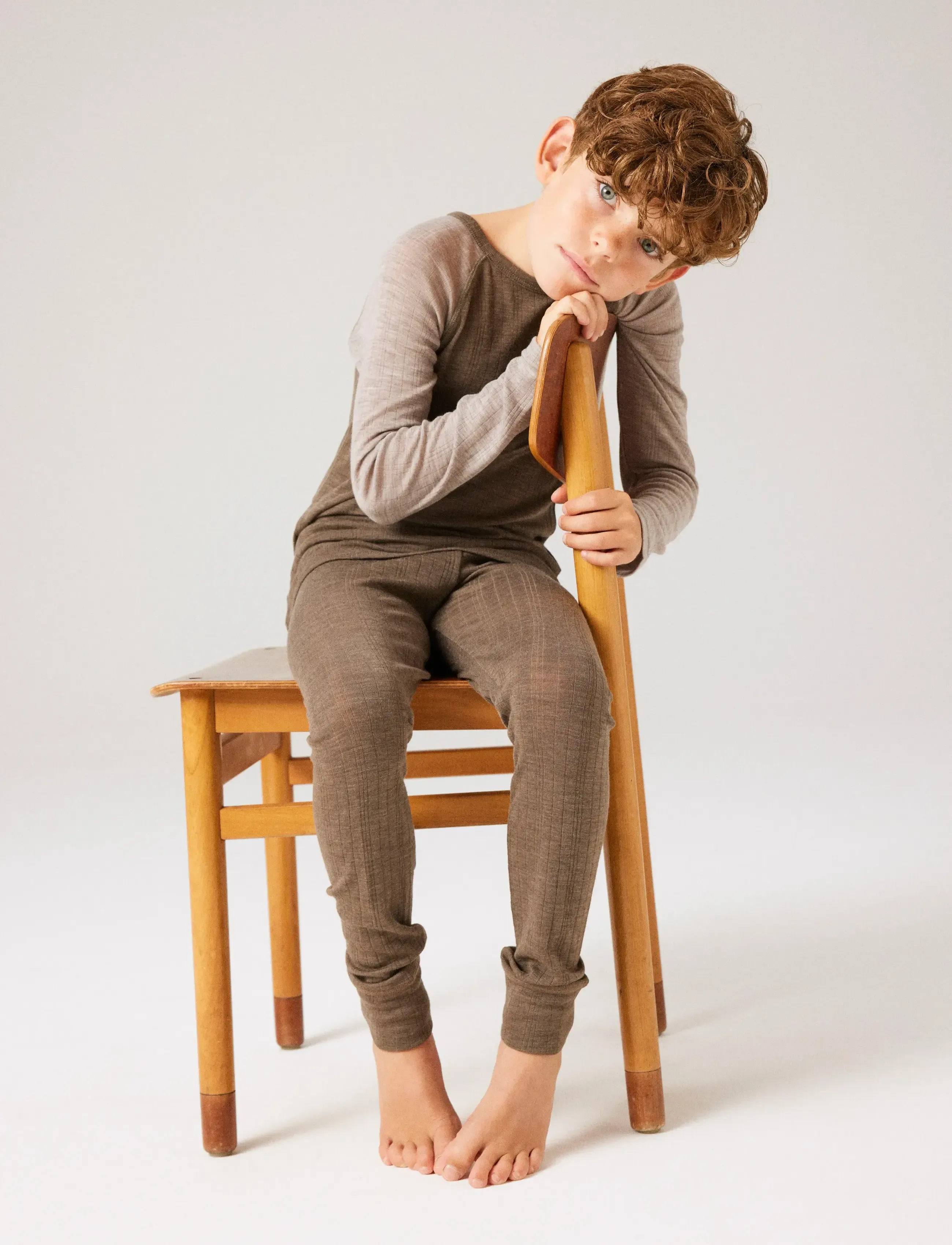 name it - NKMWANG WOOL NEEDLE LONGJOHN SOLID - base layer bottoms - morel - 3