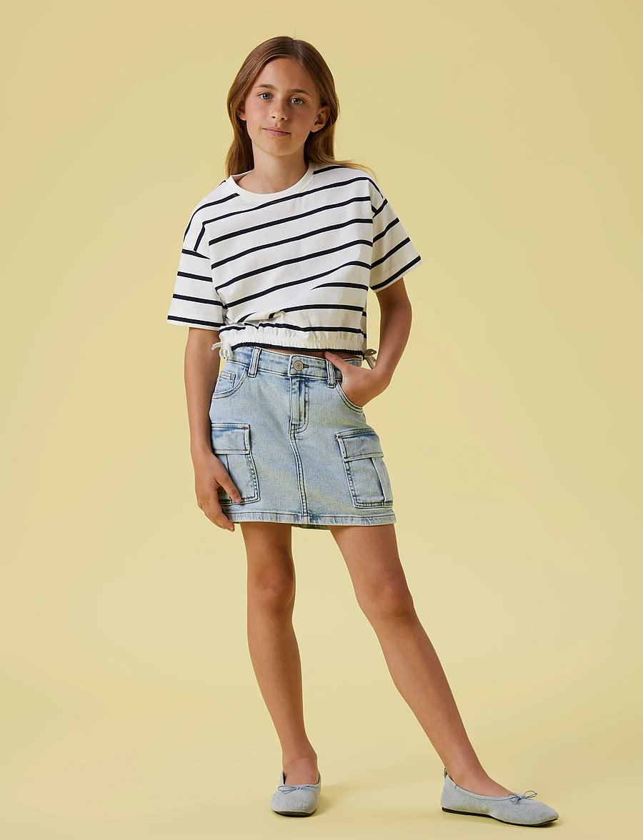 name it - NKFFUNION SS CROPPED BOXY TOP NOOS - kurzärmelige - jet stream - 3