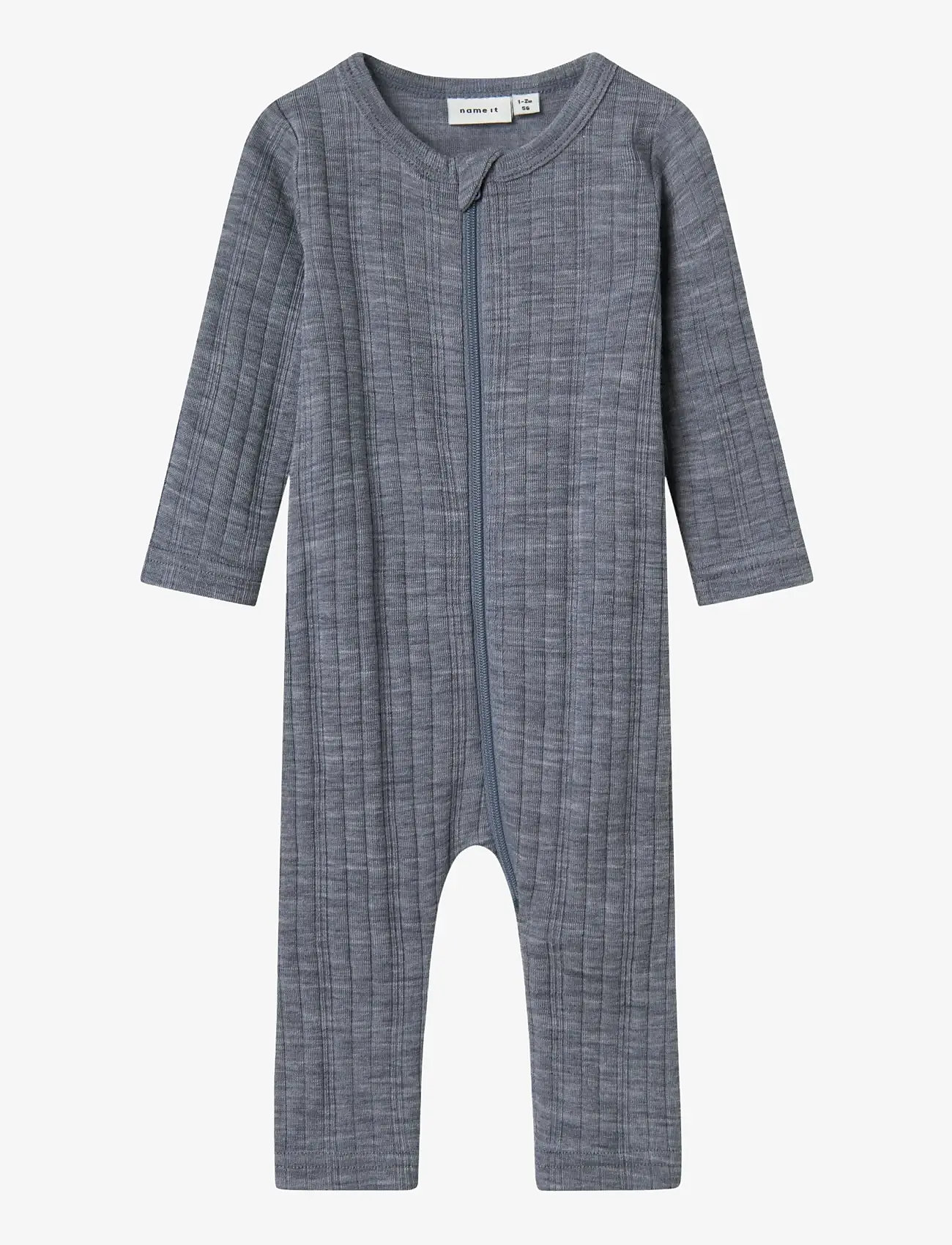 name it - NBMWANG WOOL NEEDLE NIGHTSUIT SOLID NOOS - folkstone gray - 0
