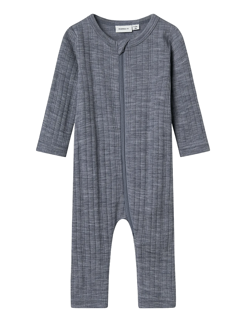 name it - NBMWANG WOOL NEEDLE NIGHTSUIT SOLID NOOS - folkstone gray - 0