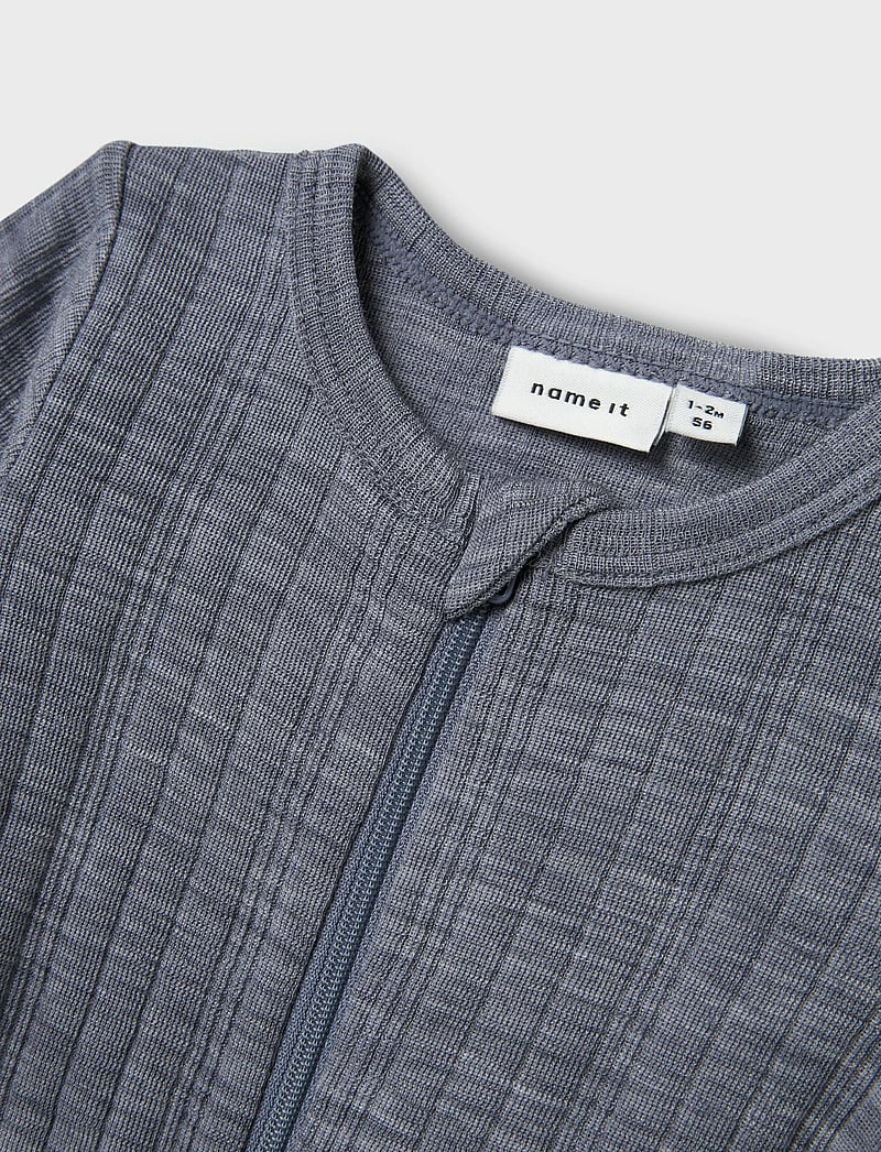 name it - NBMWANG WOOL NEEDLE NIGHTSUIT SOLID NOOS - folkstone gray - 2