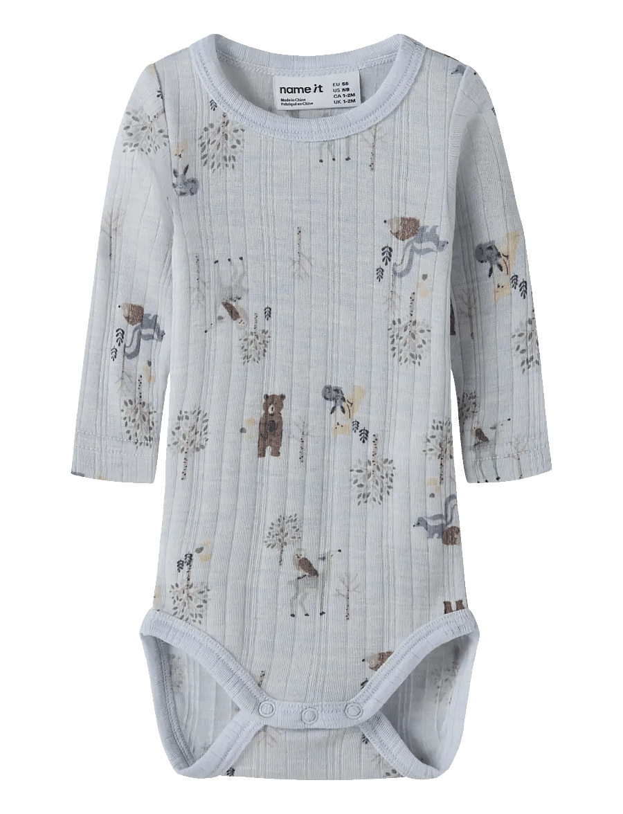 name it - NBMWANG WOOL NEEDLE LS BODY NOOS - beebi alusriided - arctic ice - 0