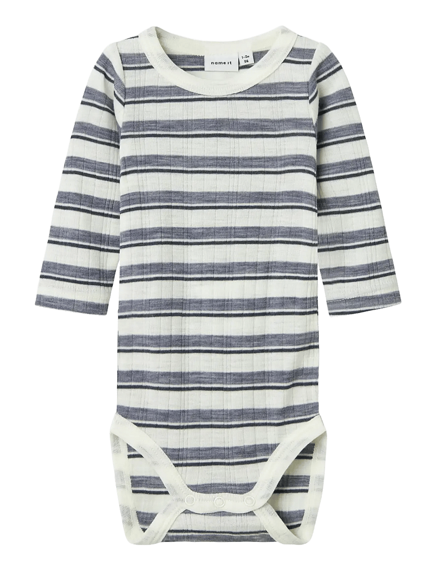 name it - NBMWANG WOOL NEEDLE LS BODY NOOS - underställ baby - folkstone gray - 0