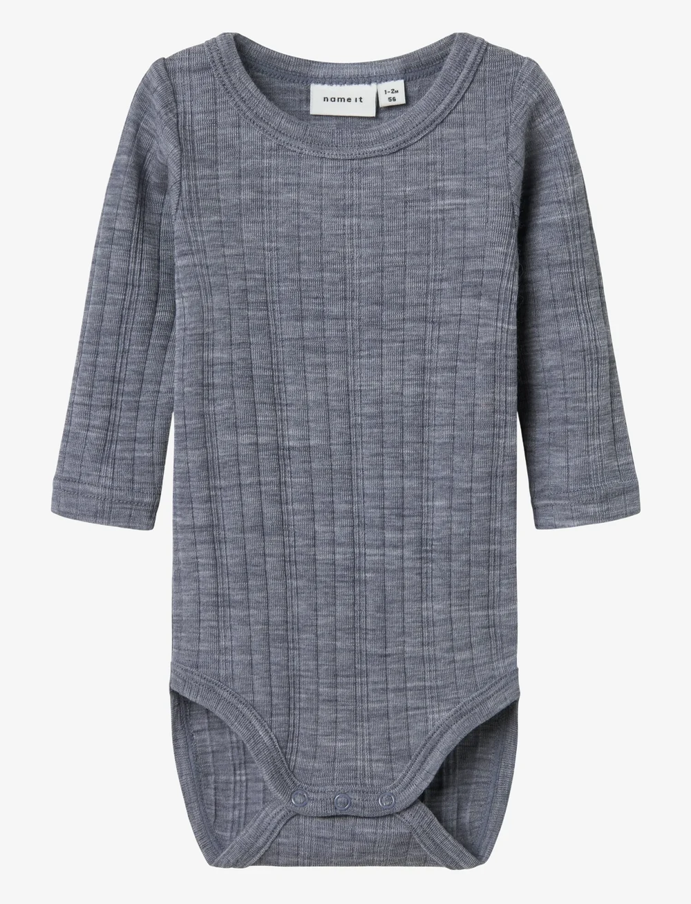 name it - NBMWANG WOOL NEEDLE LS BODY SOLID NOOS - underställ baby - folkstone gray - 1