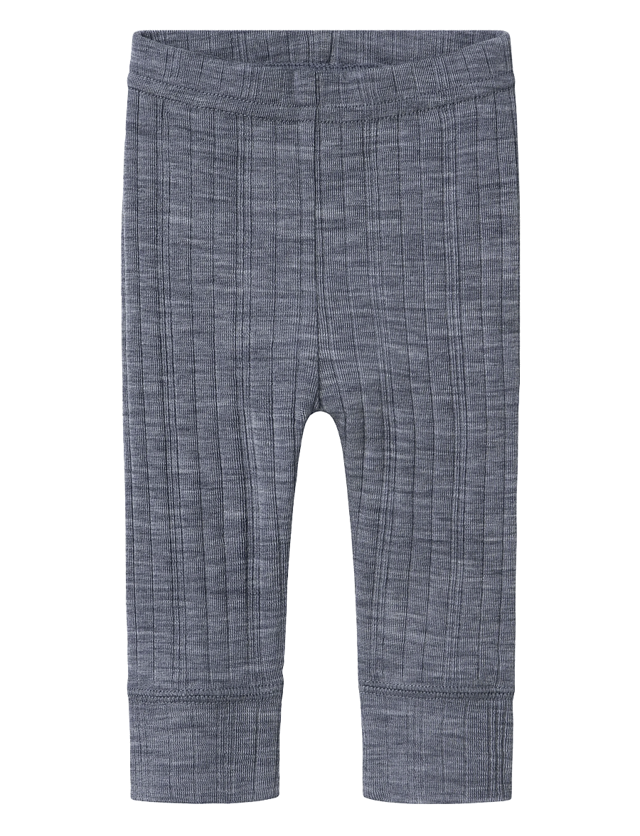 name it - NBMWANG WOOL NEEDLE LONGJOHN SOLID NOOS - uldundertøj baby - folkstone gray - 1
