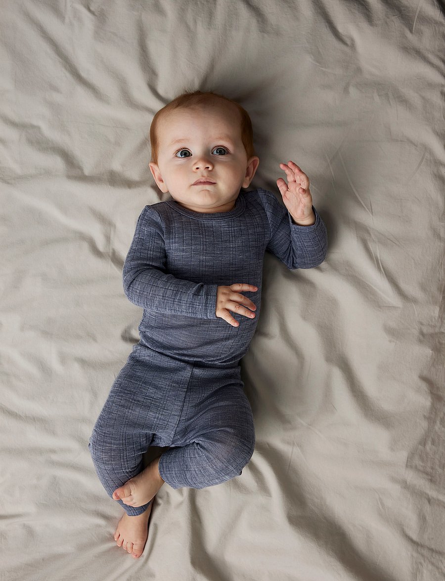 name it - NBMWANG WOOL NEEDLE LONGJOHN SOLID NOOS - uldundertøj baby - folkstone gray - 0