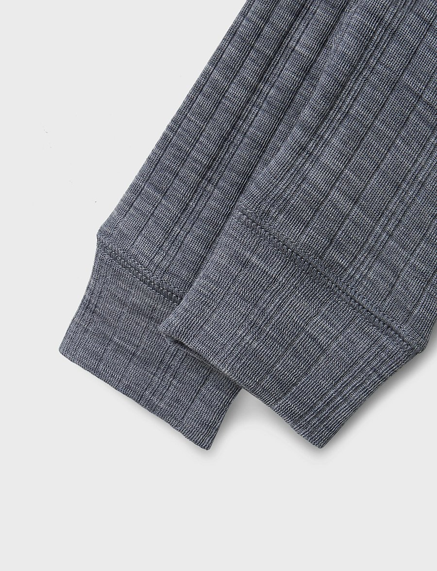 name it - NBMWANG WOOL NEEDLE LONGJOHN SOLID NOOS - uldundertøj baby - folkstone gray - 3
