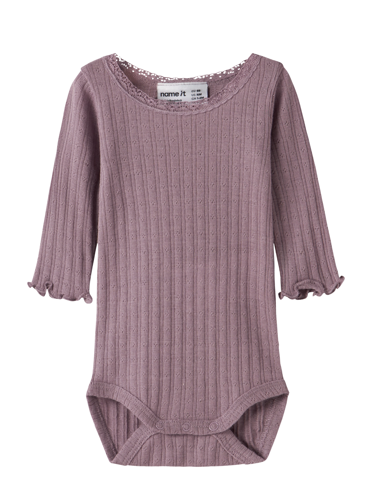 name it NBFWOSSA WO/SI RIB LS BODY - Pikkade varrukatega bodid - TOADSTOOL / purple