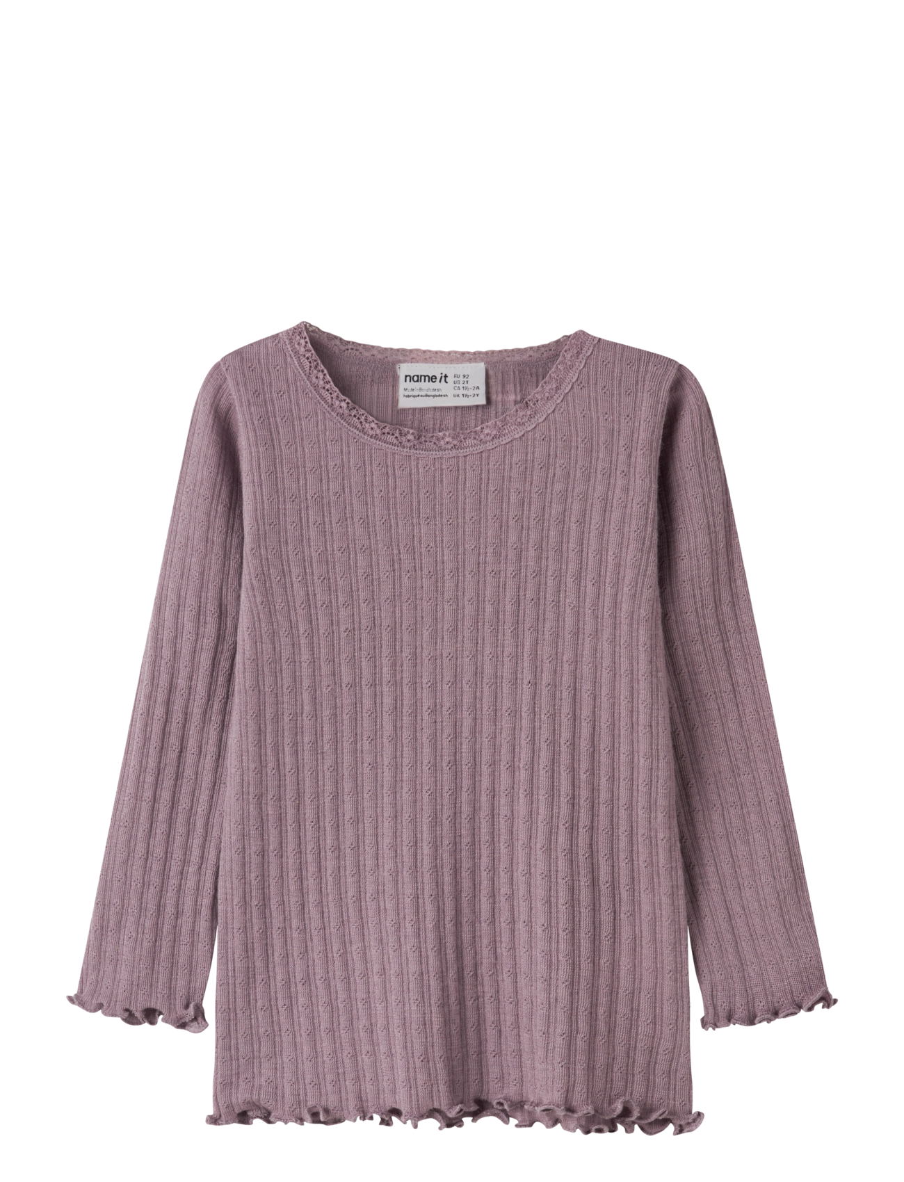 name it NMFWOSSA WO/SI RIB LS TOP - Wolle - TOADSTOOL / purple