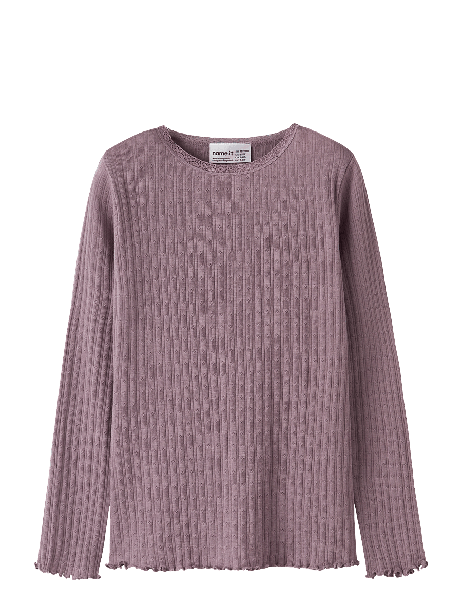 name it - NKFWOSSA WO/SI RIB LS TOP - långärmade t-shirts - toadstool - 1