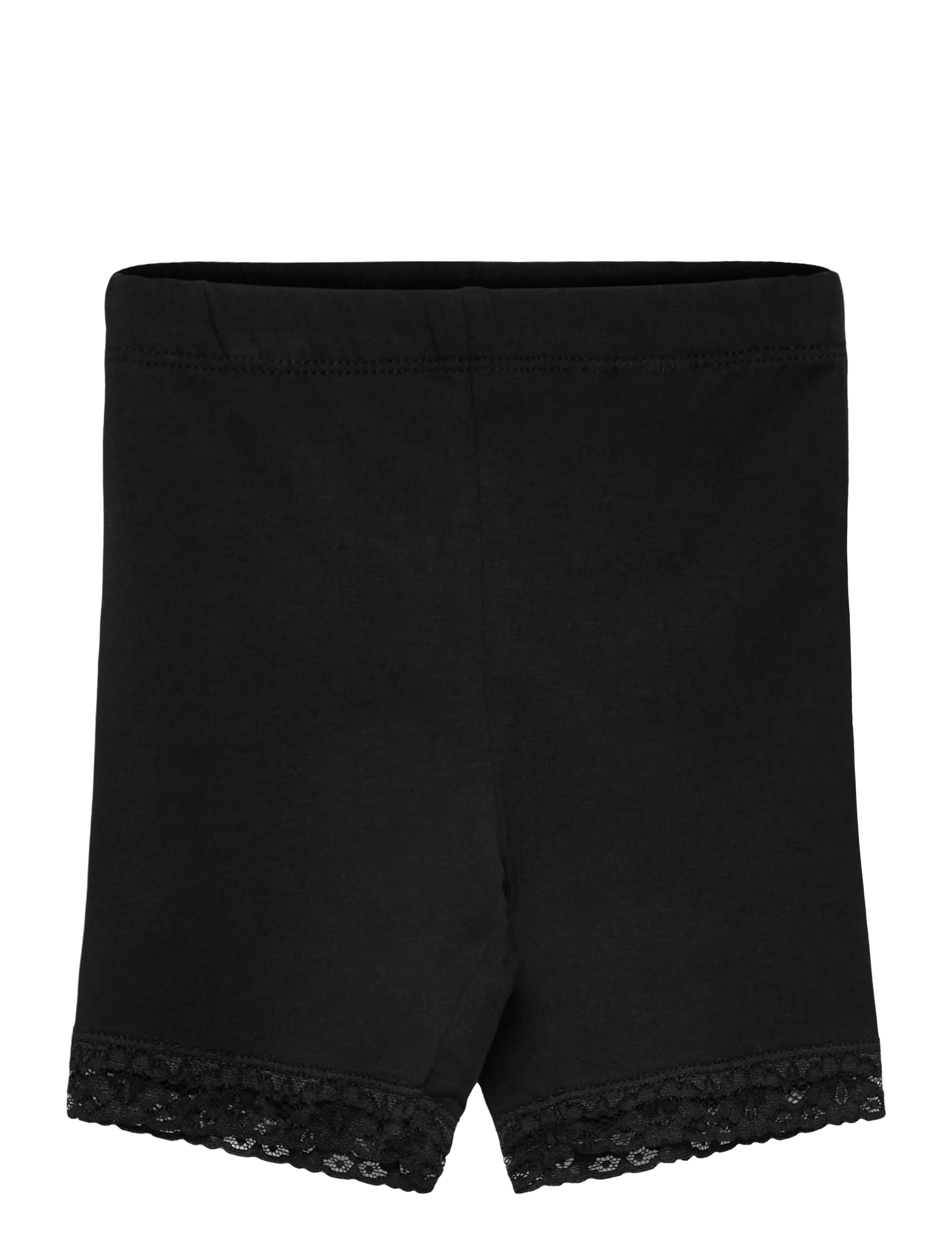 name it Nmfvista Short Legging, Børn, Korte Leggings Med Blondekant, Sort, Str: 98