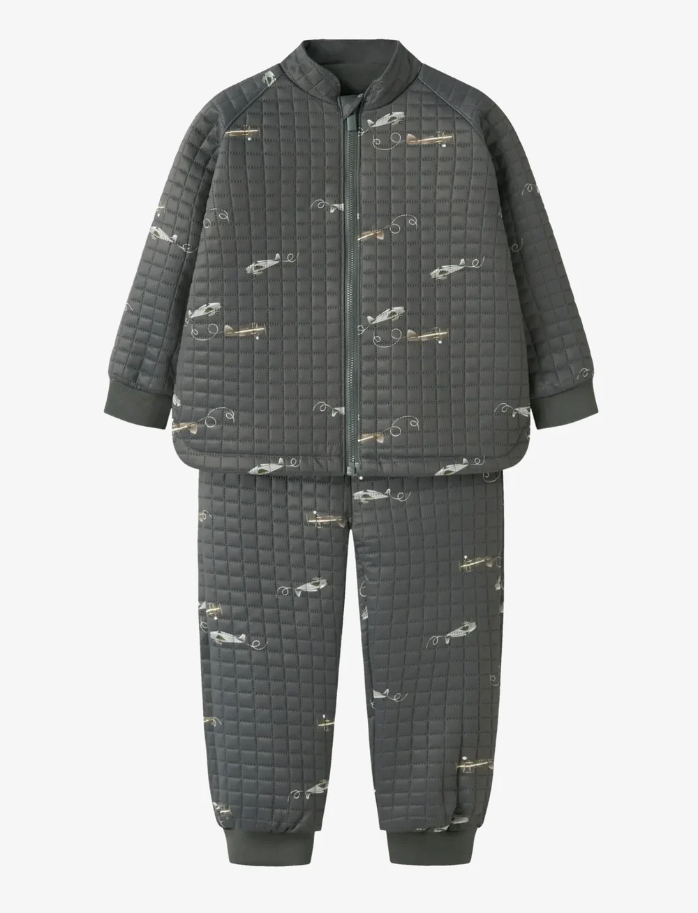 name it - NMMMOON QUILT SET AOP 1FO - termo komplekti - grey pinstripe - 0