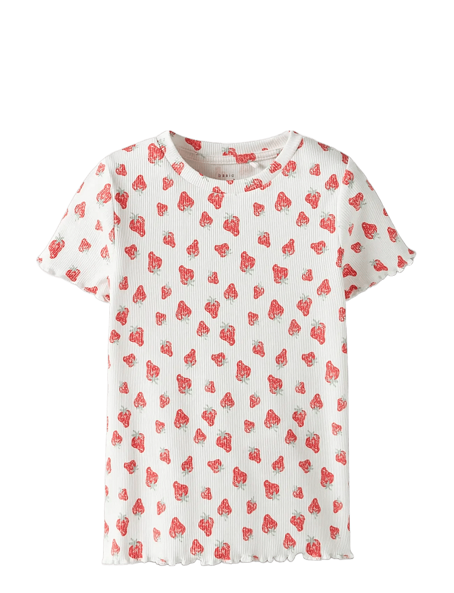 name it - NMFVEMMA AOP SS SLIM TOP - kurzärmelige - bright white - 1