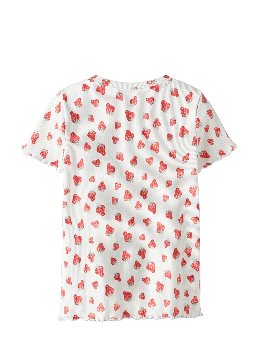 name it - NMFVEMMA AOP SS SLIM TOP - kurzärmelige - bright white - 2