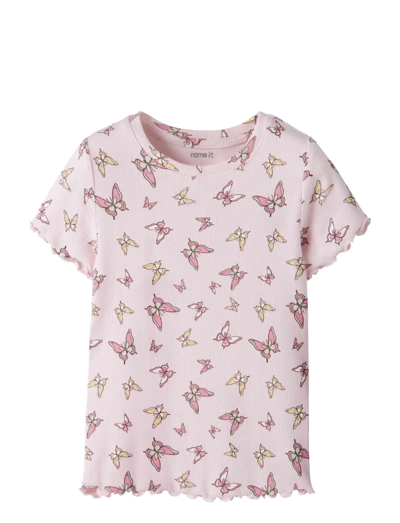 name it Nmfvemma Aop Ss Slim Top, 92, T-shirts, Rosa - Short-sleeved, Kinder