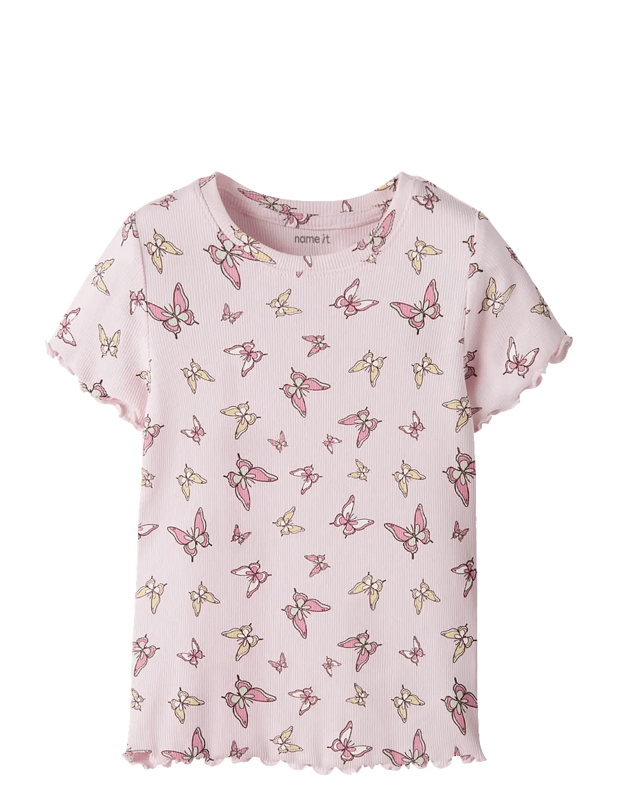 name it - NMFVEMMA AOP SS SLIM TOP - stutterma bolir - cradle pink - 0