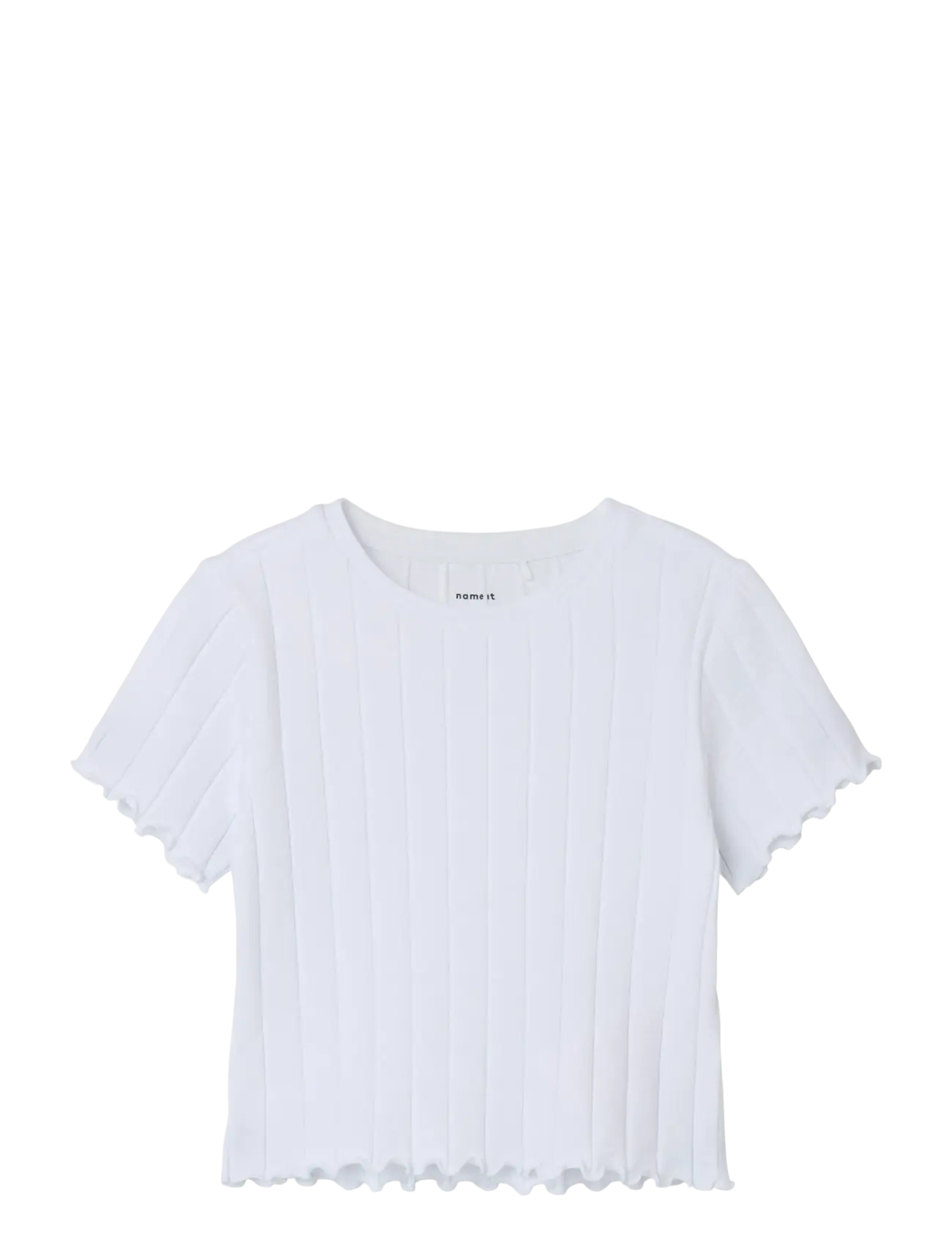 name it Nkfnoralina Ss Crop Top Noos, 116, White, T-Shirts > Kortærmede, Børn