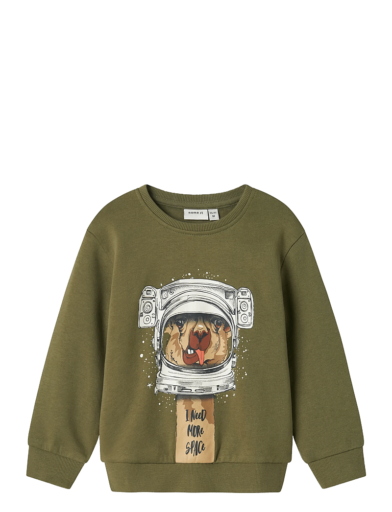 name it - NMMOBANNO LS LOOSE SWEAT BRU PB - dressipluusid - deep lichen green - 0