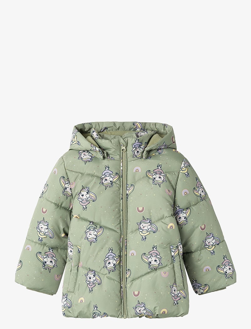 name it - NMFMAY PUFFER JACKET AOP - talvejope - seagrass - 0