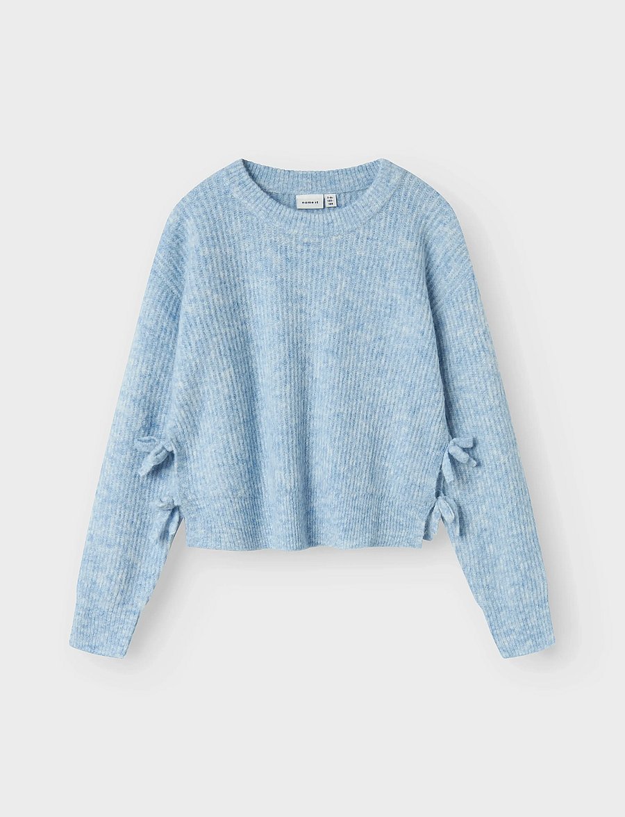 name it - NKFLINNEA LS LOOSE SHORT KNIT - džemprid - dusty blue - 2