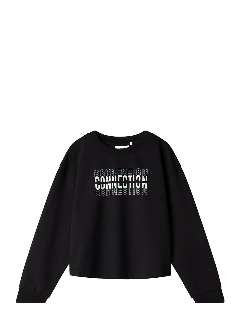 name it - NKFVANITA LS SHORT BOXY SWEAT UNB - sweatshirts - black - 0