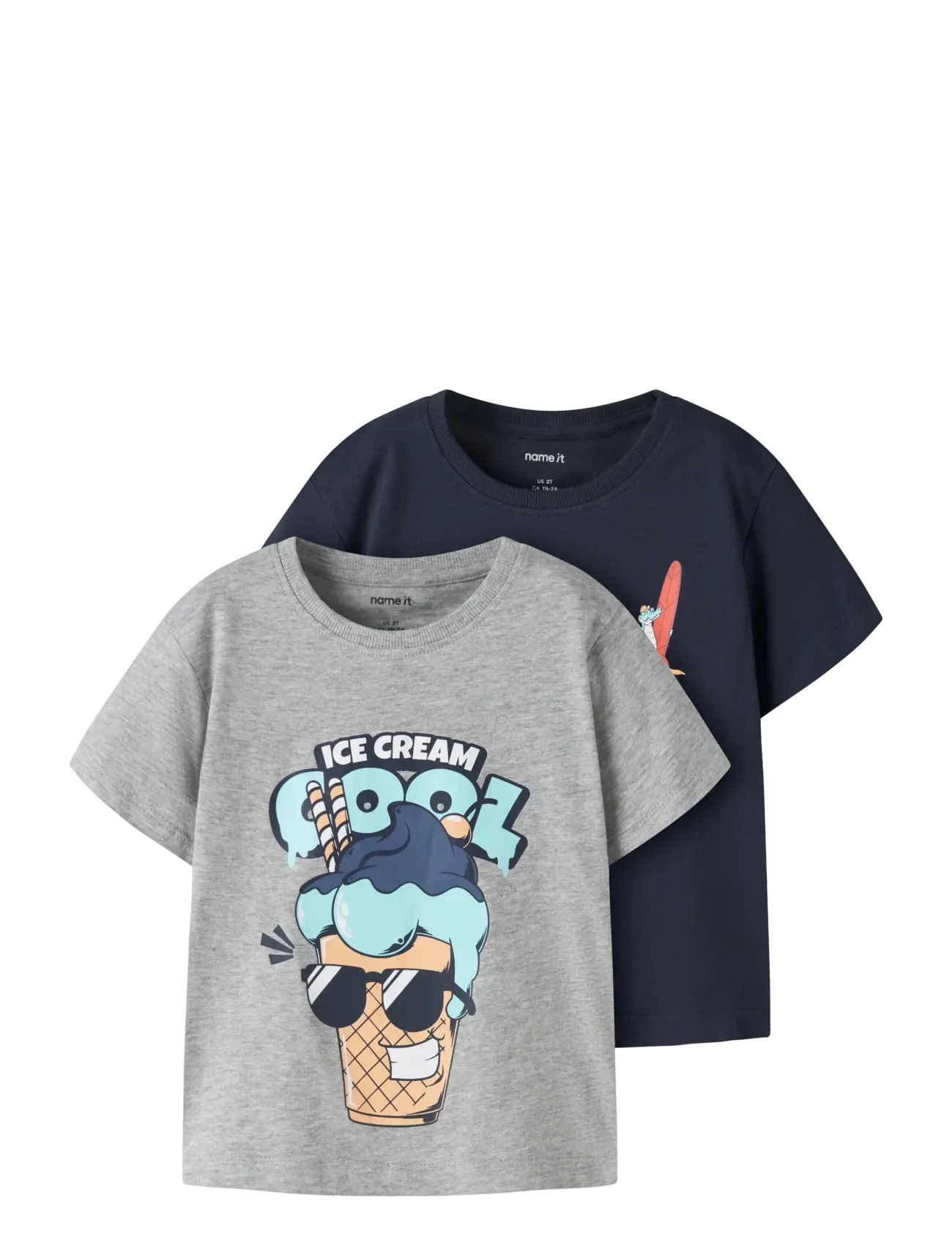 name it Nmmvagno 2P Ss Loose Top, 110, Grey, T-Shirts > Kortærmede, Børn