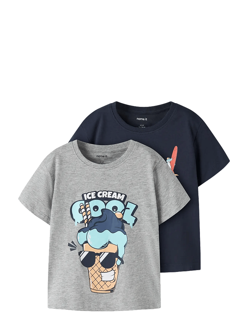 name it - NMMVAGNO 2P SS LOOSE TOP - lühikeste varrukatega t-särgid - grey melange - 0