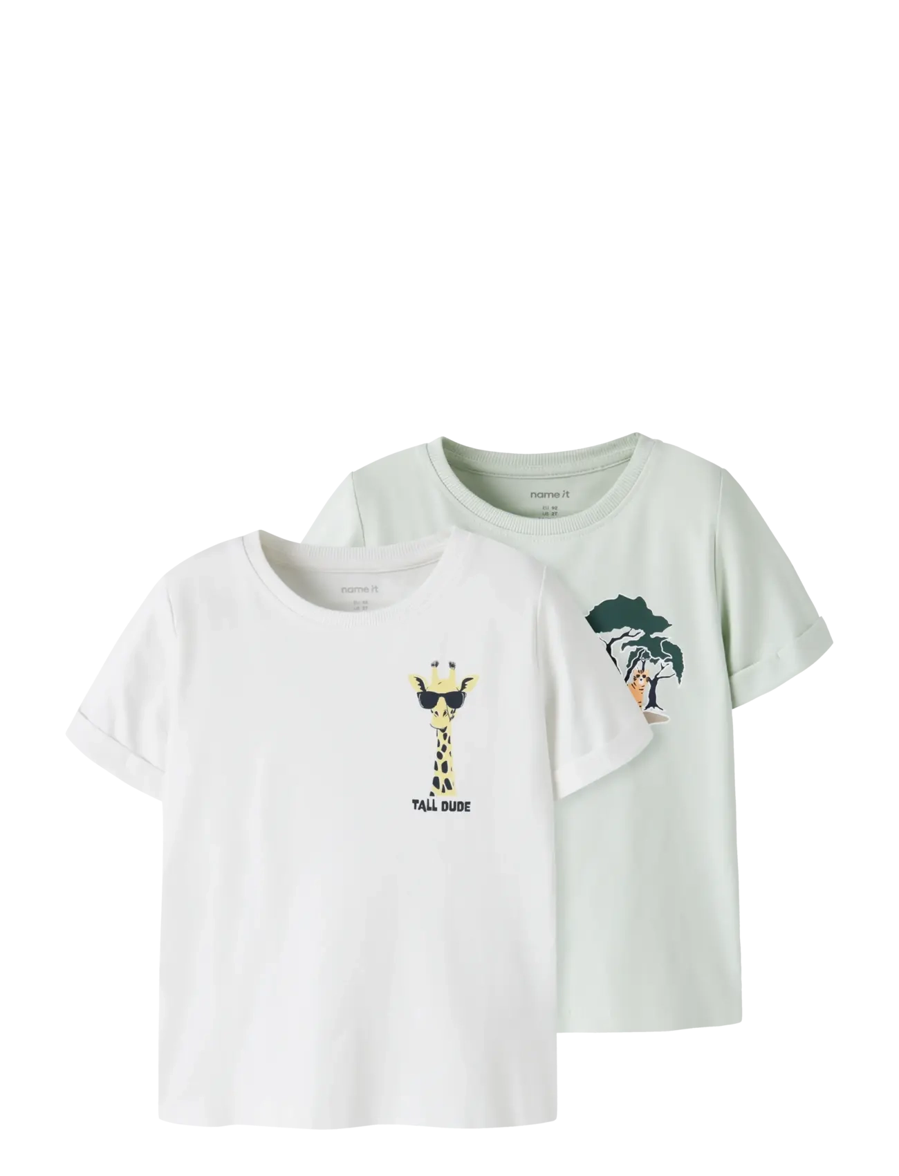 name it NMMVUX 2P SS TOP - Overdele - PALE AQUA / white