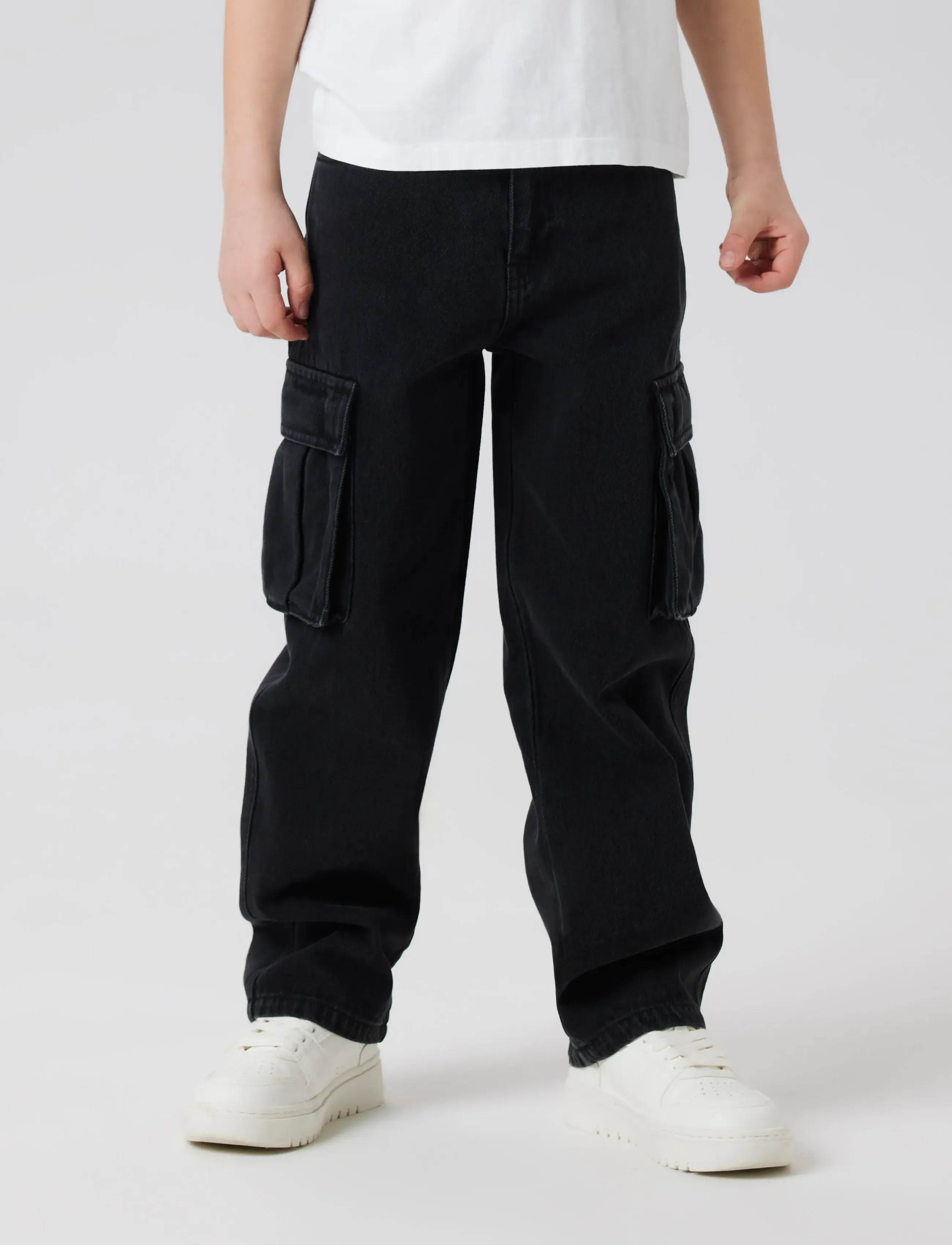 name it NKMRYAN STRAIGHT CARG JEANS 5910-IM NOOS - Underdele - BLACK DENIM / black