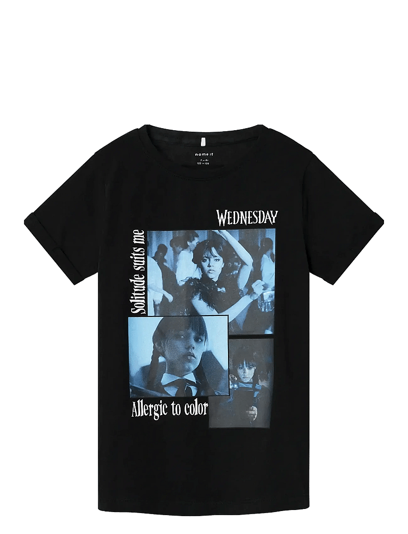 name it - NKFJAX WEDNESDAY SS TOP BOX NOOS SKY - marškinėliai trumpomis rankovėmis - black - 1