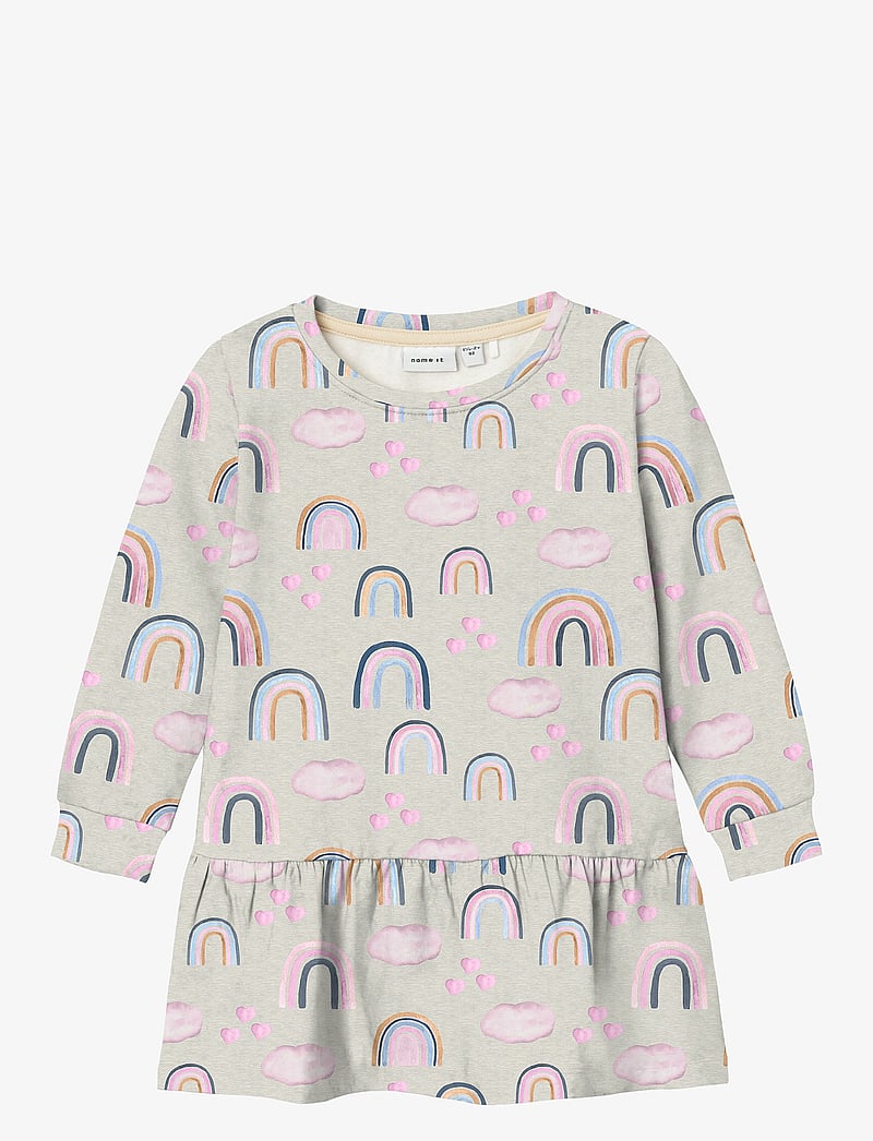 name it - NMFKATHY SWEAT DRESS UNB - långärmade babyklänningar - peyote melange - 0