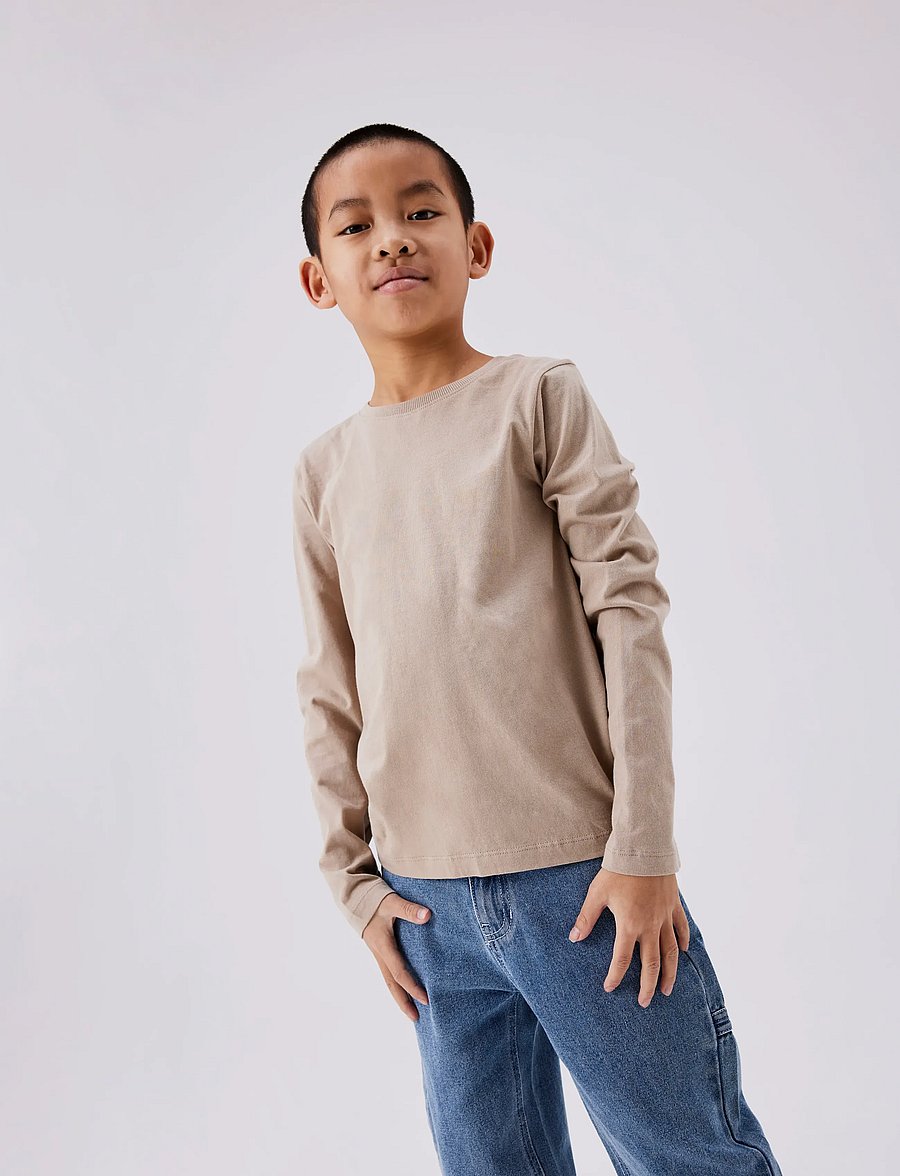 name it - NKMVOBBO LS NREG TOP NOOS - langermede t-skjorter - pure cashmere - 0
