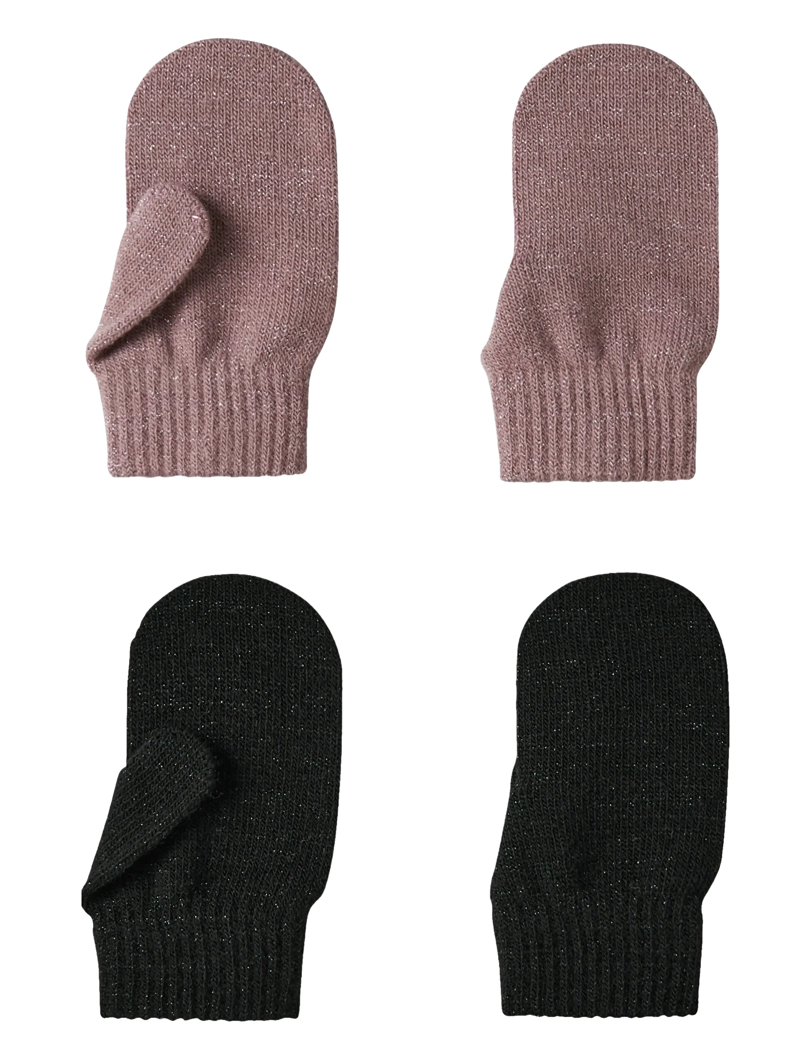 name it NMFMAGIC GLITTER MITTENS 2P - 4 for 3 - BLACK / multi