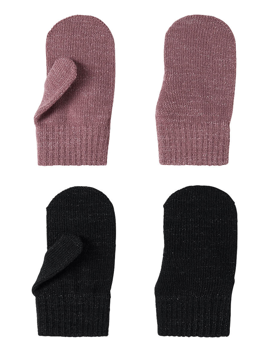 name it - NMFMAGIC GLITTER MITTENS 2P - handschuhe - black - 0