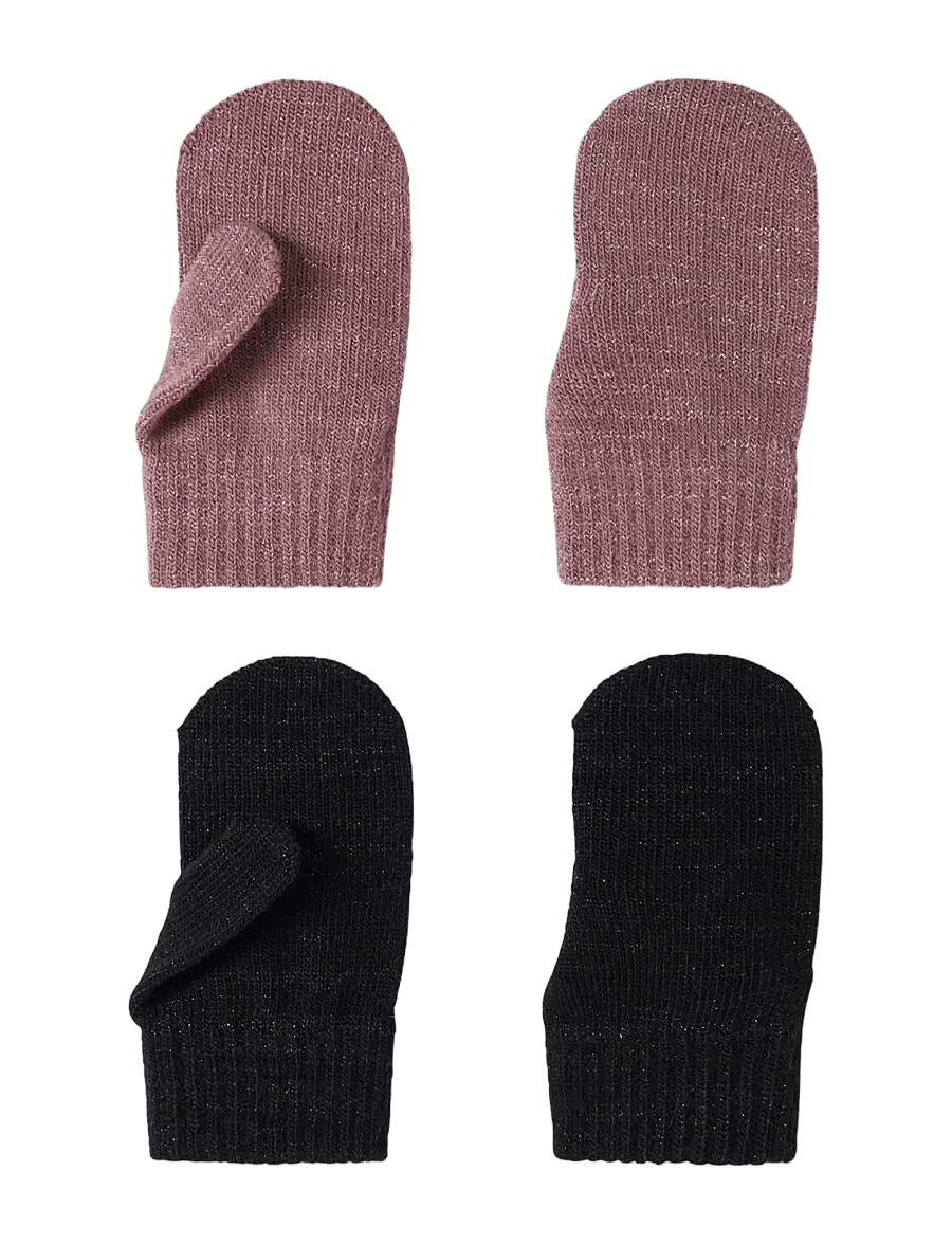 name it - NMFMAGIC GLITTER MITTENS 2P - handschuhe - black - 1