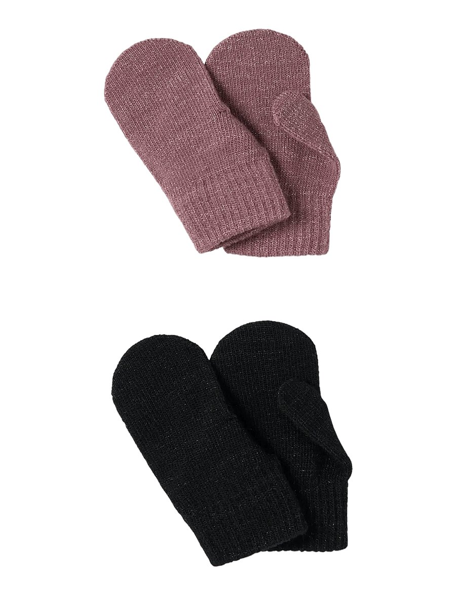 name it - NMFMAGIC GLITTER MITTENS 2P - handschuhe - black - 2