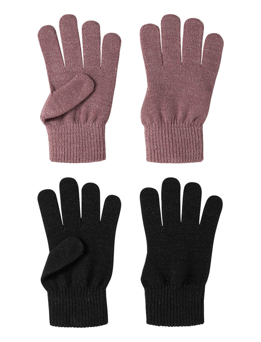 name it - NKFMAGIC GLITTER GLOVES 2P - handskar - black - 0