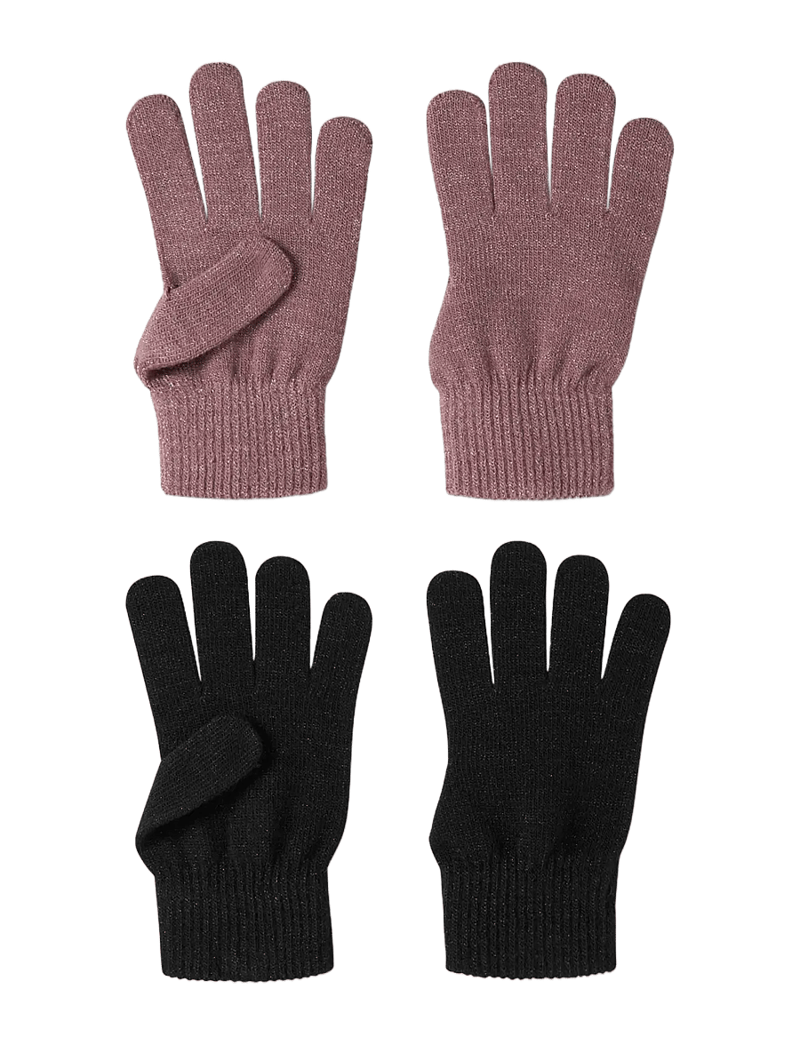 name it - NKFMAGIC GLITTER GLOVES 2P - handskar - black - 1