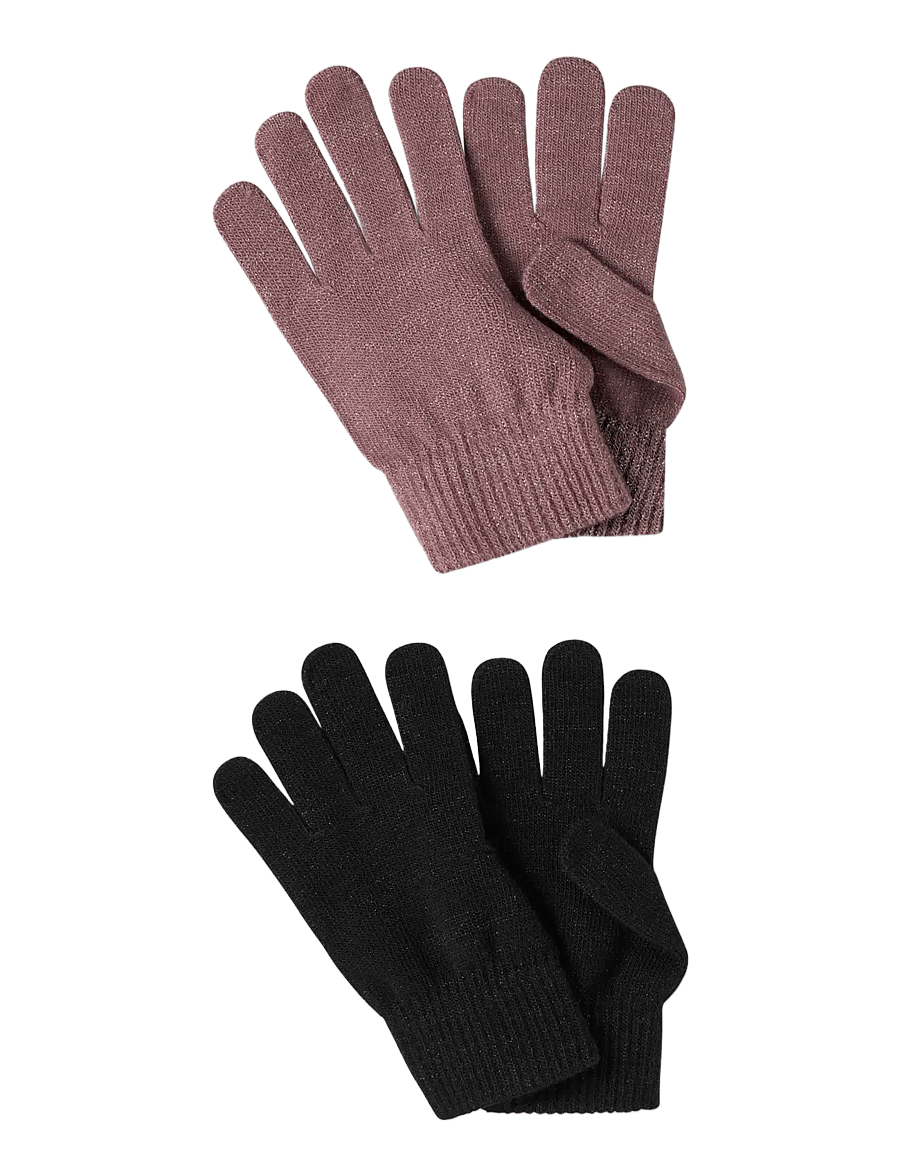 name it - NKFMAGIC GLITTER GLOVES 2P - handskar - black - 2