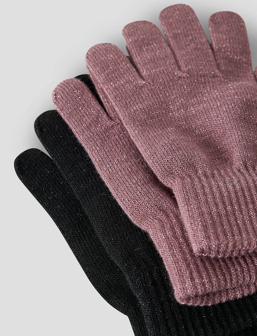 name it - NKFMAGIC GLITTER GLOVES 2P - handskar - black - 3