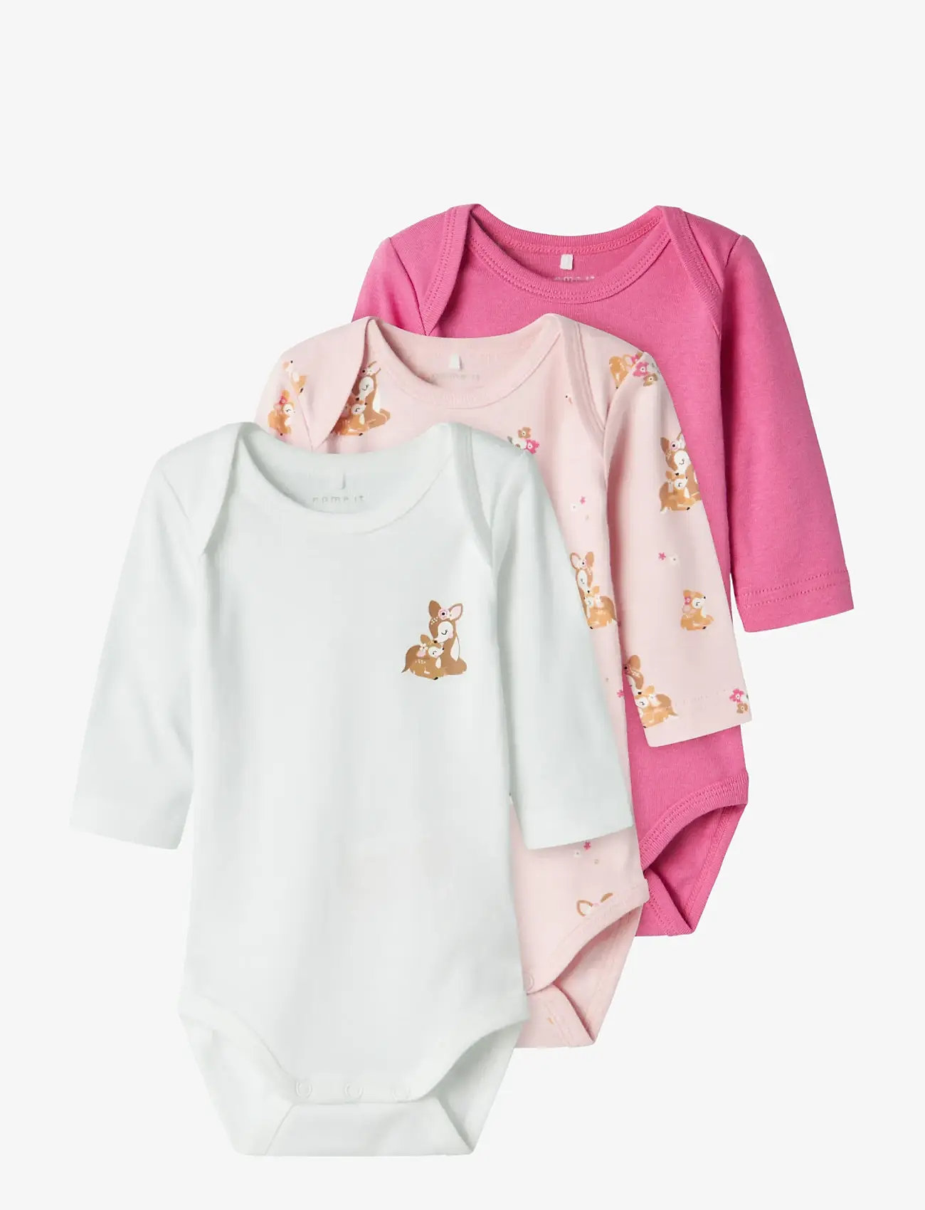 name it - NBFBODY 3P LS IBIS ROSE DEER NOOS - multipack bodyer - ibis rose - 1