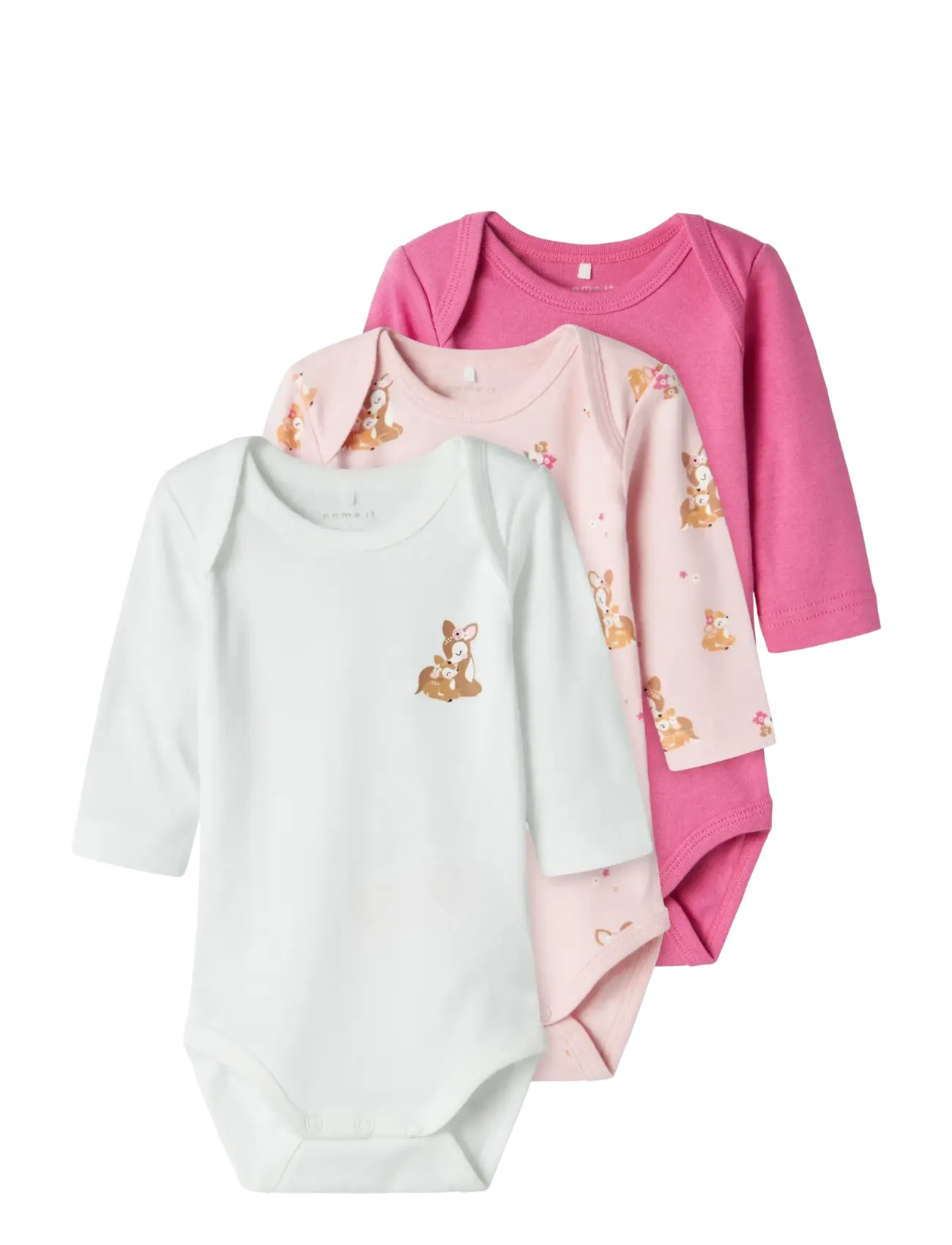 name it NBFBODY 3P LS IBIS ROSE DEER NOOS - Bodyer i multipack - IBIS ROSE / pink/rose