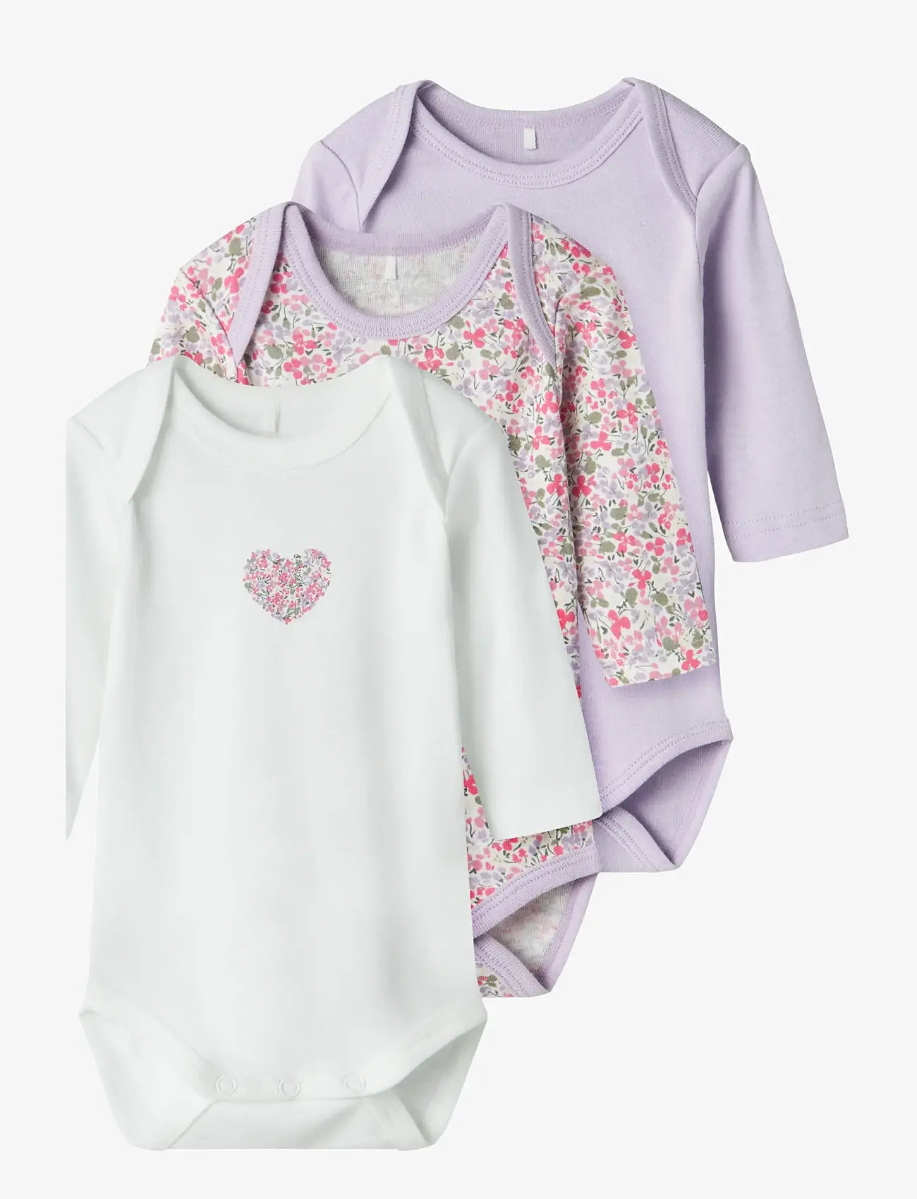 name it - NBFBODY 3P LS LILAC PETIT FLOWER NOOS - multipack bodies - pastel lilac - 1