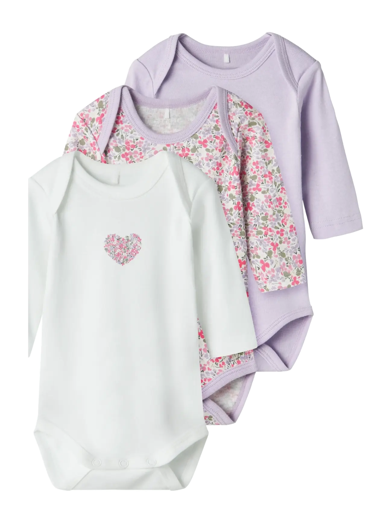 name it - NBFBODY 3P LS LILAC PETIT FLOWER NOOS - lot de plusieurs bodies - pastel lilac - 1
